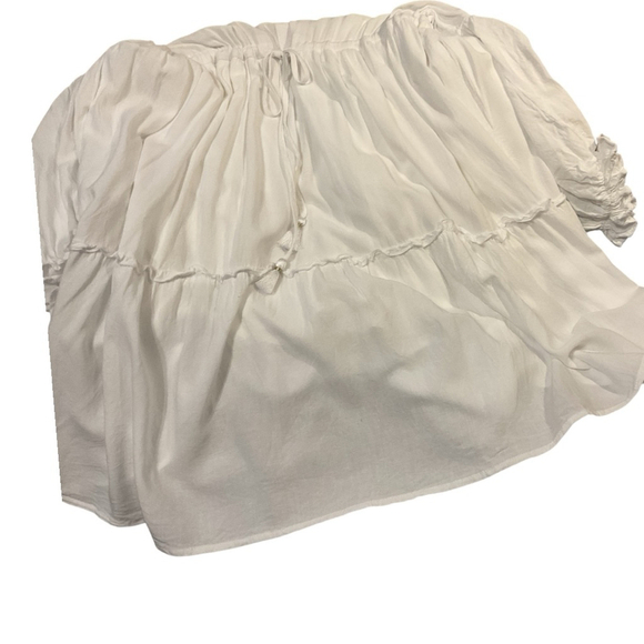 Isle of Mine Australia Candi Dasa linen blend White Tiered Dress One Size - Picture 6 of 16